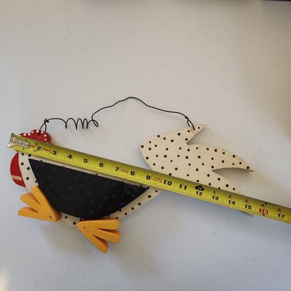 Vintage 1990s Folk Art Rooster Chicken Kitchen Whimsy Wood Carved Hand Painted - Picture 7 of 7